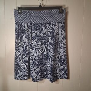 Elegant Navy Paisley A-Line Skirt